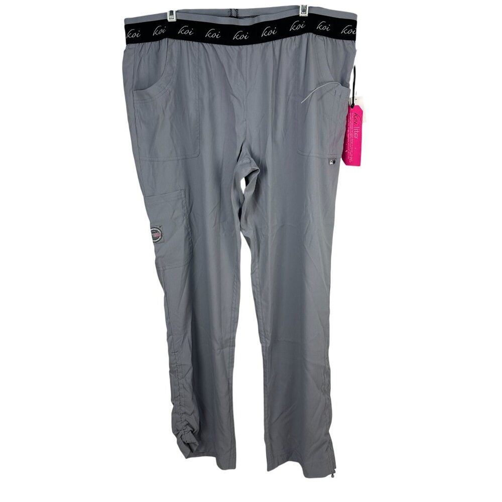 Koi Lite Spirit Platinum Grey Slim Fit Mechanical Stretch Scrub Pants Size XL
